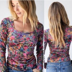 NATURAL LIFE Floral Velvet Long Sleeve Top large